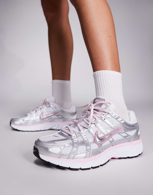 Nike P-6000 unisex trainers in silver and pink