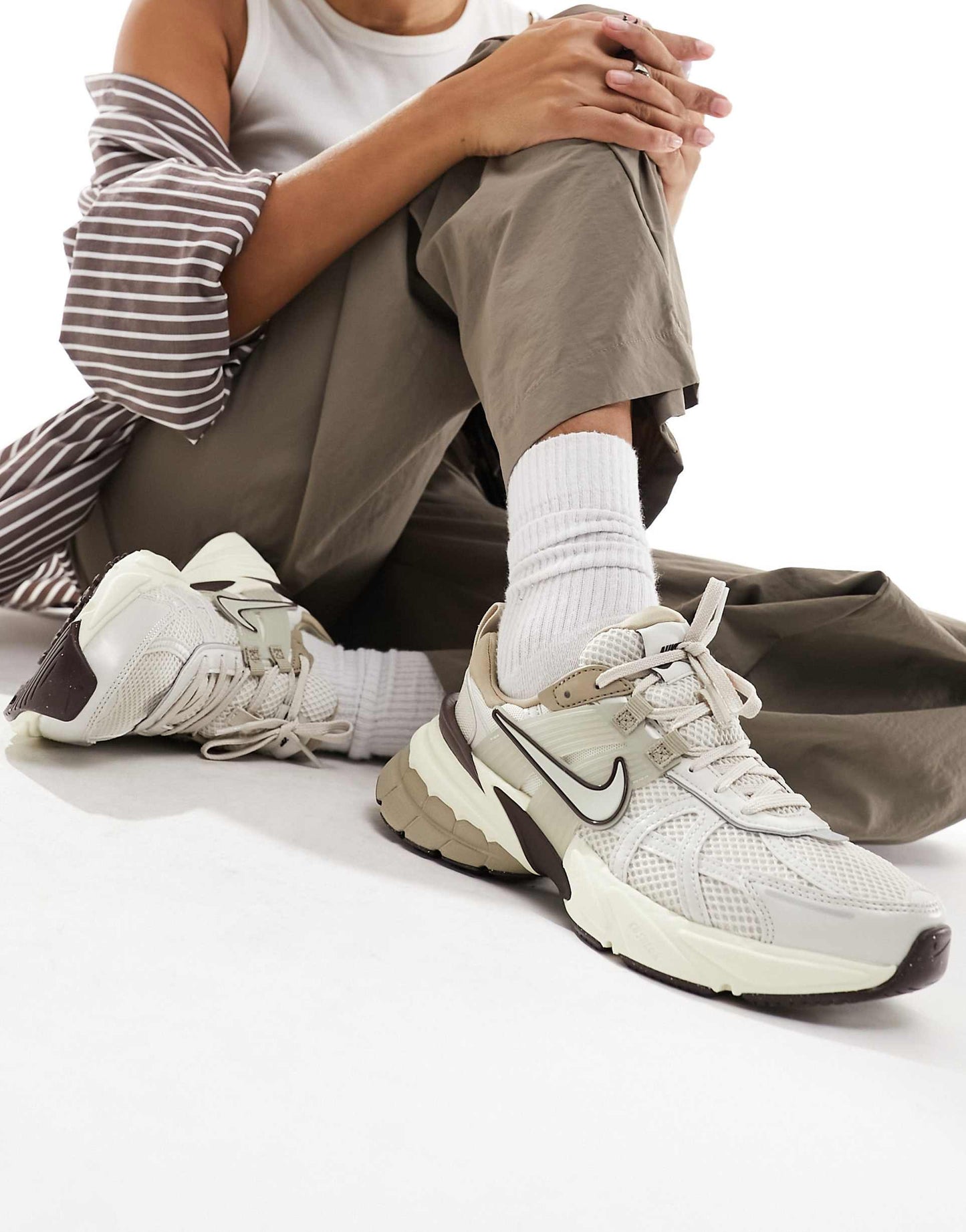 Nike V2K Run unisex trainers in white and silver
