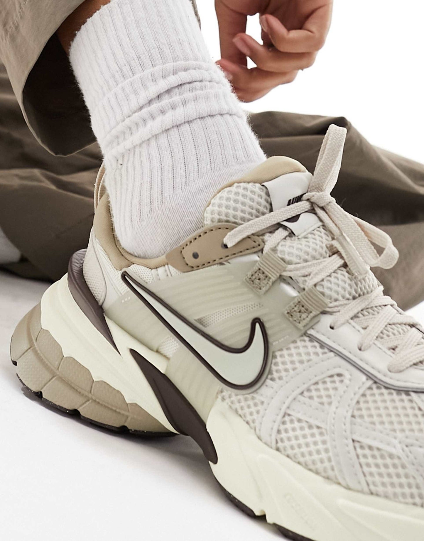 Nike V2K Run unisex trainers in white and silver