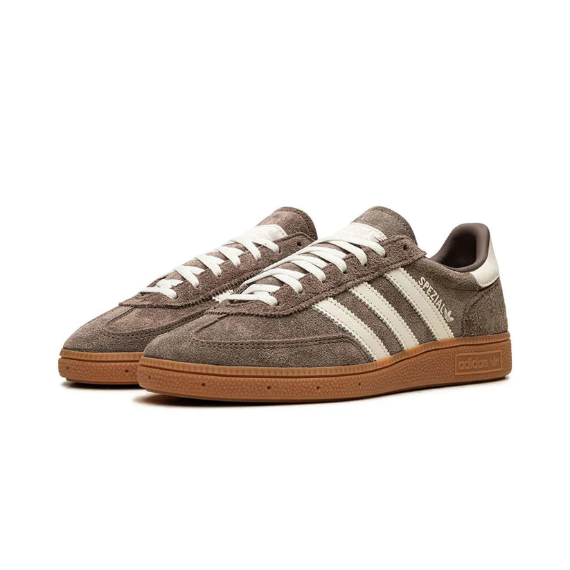 adidas Originals Handball Spezial gum sole trainers in brown and white