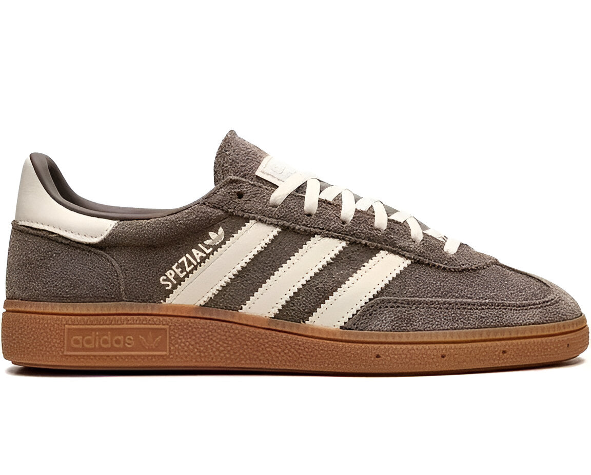 adidas Originals Handball Spezial gum sole trainers in brown and white