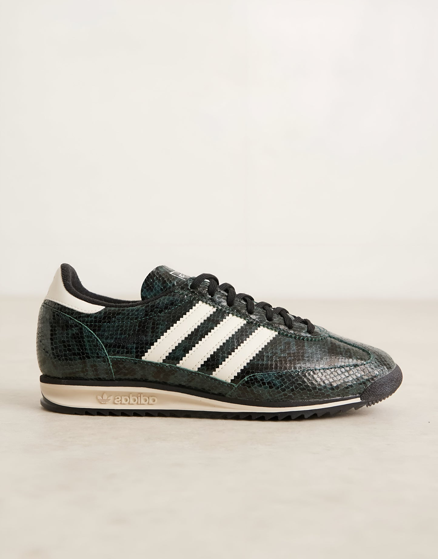 adidas Originals SL 72 OG trainers in dark green and cream snake print